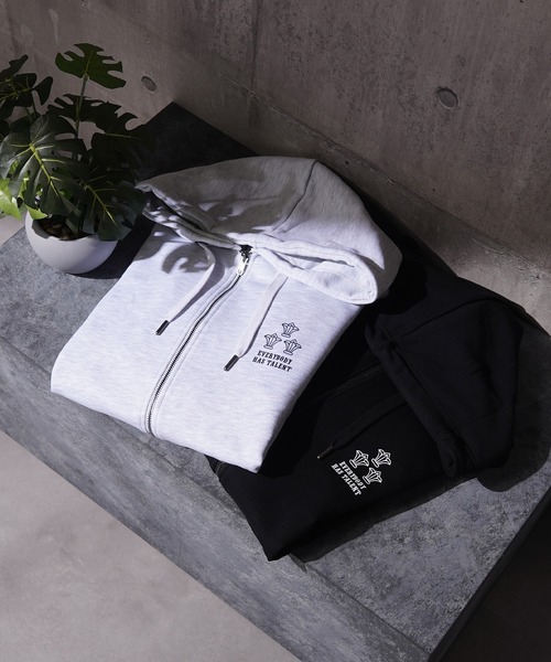 パーカー 「セットアップ 対応」CVC裏毛 袖ロゴ ZIPパーカー / CVC