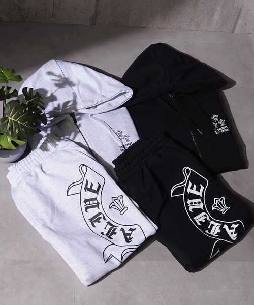 パーカー 「セットアップ 対応」CVC裏毛 袖ロゴ ZIPパーカー / CVC