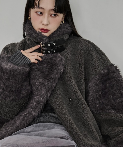 Ezick ブルゾン アウター docking faux fur coat ボアドッキング