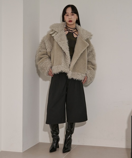 Ezick ブルゾン アウター docking faux fur coat ボアドッキング