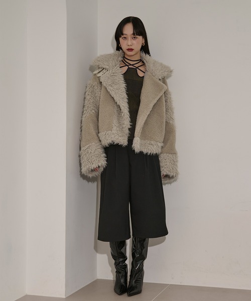 Ezick ブルゾン アウター docking faux fur coat ボアドッキング
