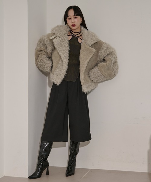Ezick ブルゾン アウター docking faux fur coat ボアドッキング