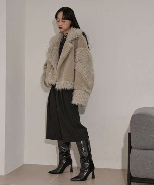 Ezick ブルゾン アウター docking faux fur coat ボアドッキング