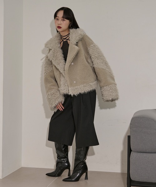 Ezick ブルゾン アウター docking faux fur coat ボアドッキング