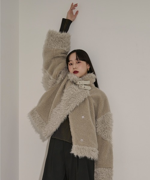 Ezick ブルゾン アウター docking faux fur coat ボアドッキング
