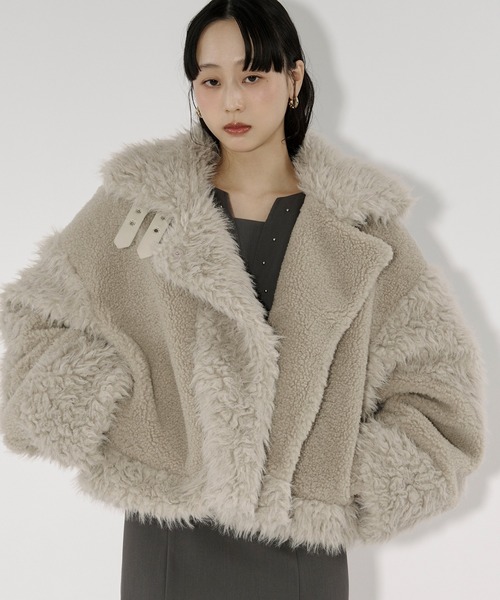 Ezick ブルゾン アウター docking faux fur coat ボアドッキング