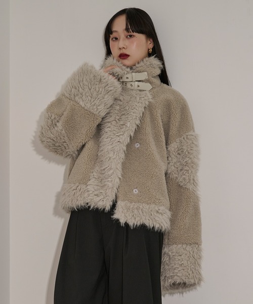 Ezick ブルゾン アウター docking faux fur coat ボアドッキング