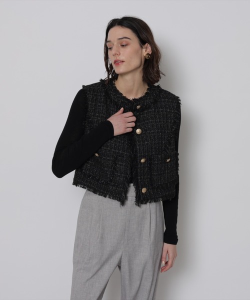 「CADUNE」 長袖ニット 38 ブラック レディース_画像6