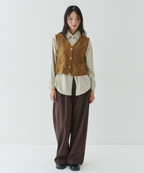 NUJOH ベスト ジレ Vintage Suede Embroidered Western Vest