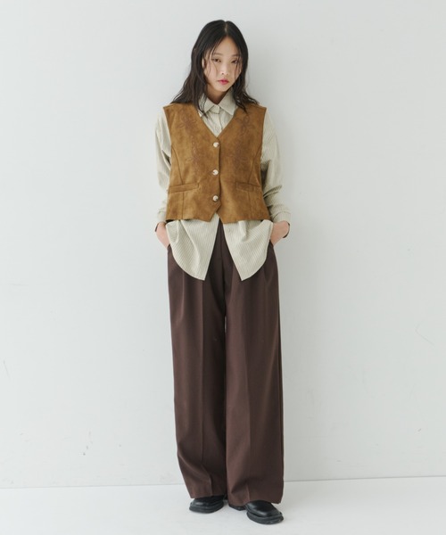 NUJOH ベスト ジレ Vintage Suede Embroidered Western Vest