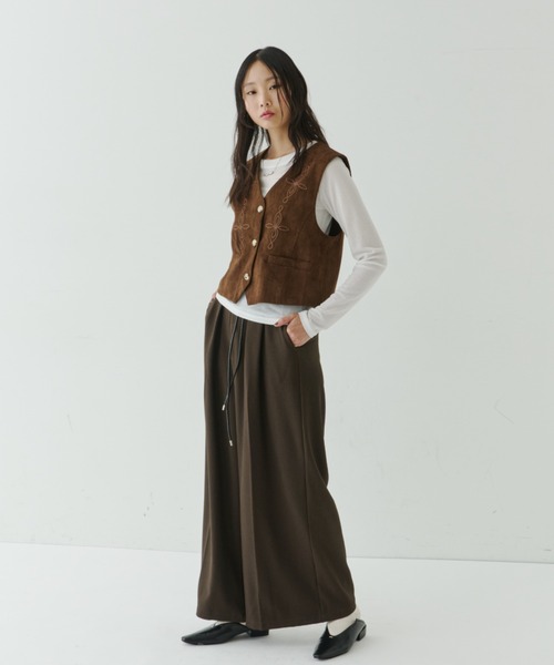 NUJOH ベスト ジレ Vintage Suede Embroidered Western Vest
