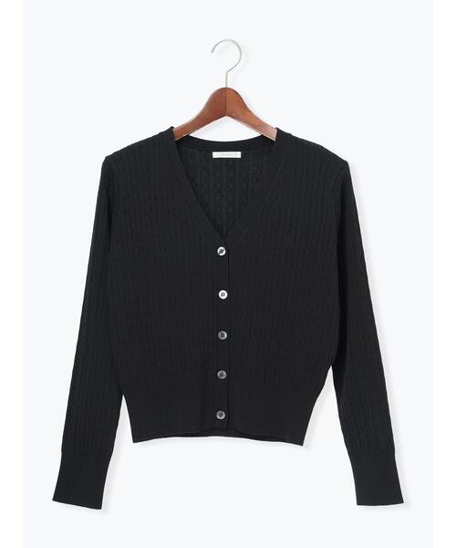 Te chichi（テチチ） カーディガン ミニケーブル刺繍Vネック