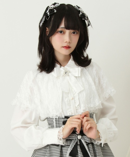 DearMyLove ブラウス シャツ 2wayレースケープリボンブラウス