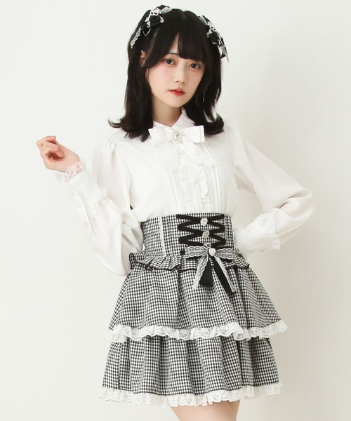 DearMyLove ブラウス シャツ 2wayレースケープリボンブラウス