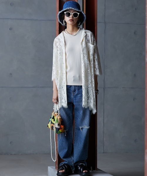 「GEVS.」 半袖シャツ L アイボリー レディース_画像5
