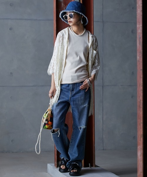 「GEVS.」 半袖シャツ L アイボリー レディース_画像7