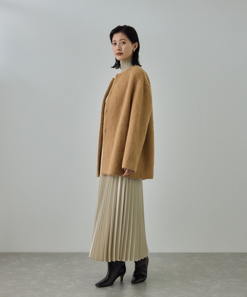 ROPE'（ロペ） コート アウター ウールモヘヤノーカラーミドル丈コート