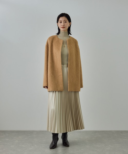 ROPE'（ロペ） コート アウター ウールモヘヤノーカラーミドル丈コート