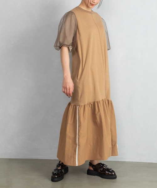 「MARECHAL TERRE」 半袖ワンピース MEDIUM キャメル レディースの画像