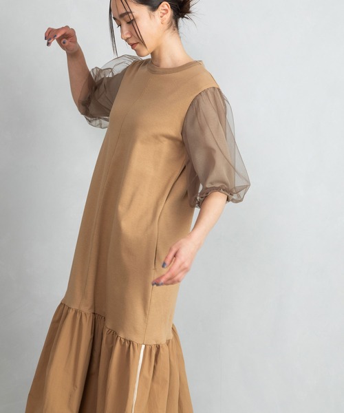 「MARECHAL TERRE」 半袖ワンピース MEDIUM キャメル レディースの画像