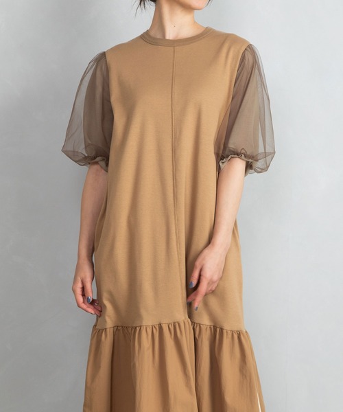 「MARECHAL TERRE」 半袖ワンピース MEDIUM キャメル レディースの画像