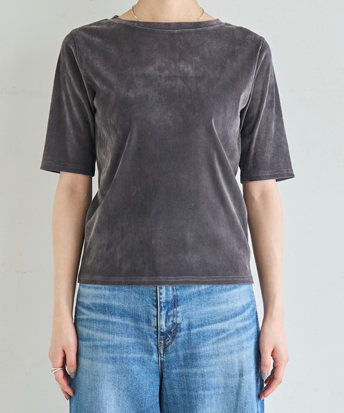 「meilmada」 半袖カットソー FREE チャコールグレー レディース_画像5