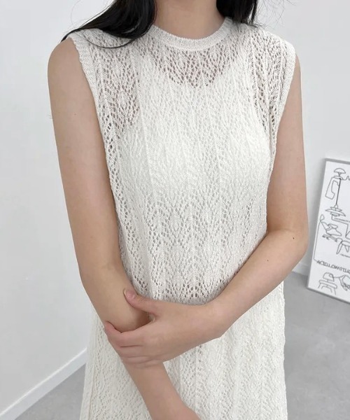 「LADY LIKE」 ニットワンピース M ホワイト レディース_画像6