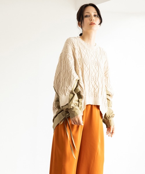 OSMOSIS（オズモーシス） ニット セーター ケーブル編切替ニットプル