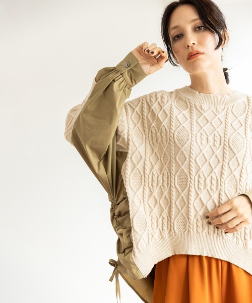 OSMOSIS（オズモーシス） ニット セーター ケーブル編切替ニットプル