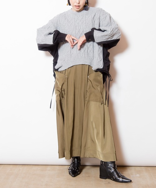 オズモーシス（OSMOSIS）/ケーブル編切替ニットプルオーバー OSMOSIS（オズモーシス） ニット セーター ケーブル編切替ニットプル