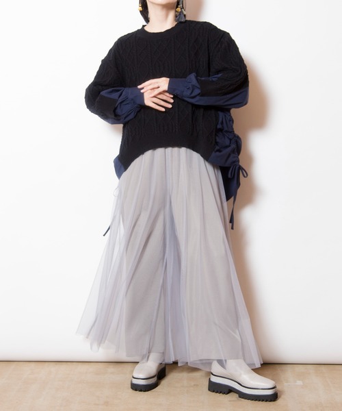 OSMOSIS（オズモーシス） ニット セーター ケーブル編切替ニットプル