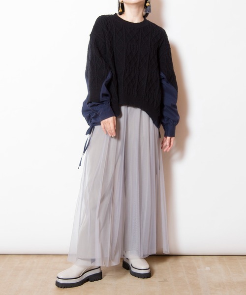 OSMOSIS（オズモーシス） ニット セーター ケーブル編切替ニットプル