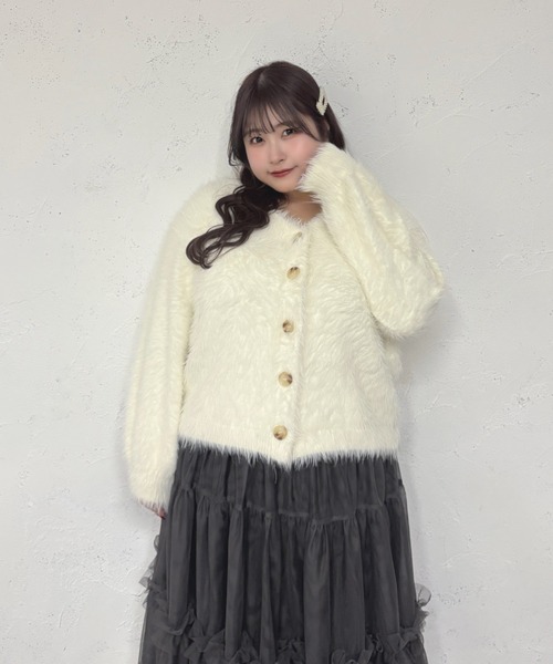 ルオシー louiosy カーディガン、スカート Louiosy（ルオシー） カーディガン 「大きいサイズ」フラッフィー