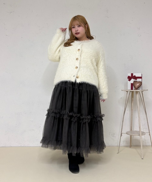 ルオシー louiosy カーディガン、スカート Louiosy（ルオシー） カーディガン 「大きいサイズ」フラッフィー