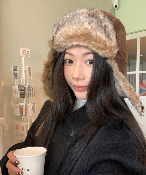 FUNdaysion 帽子 ハット フェイクファー トラッパーハット レディース