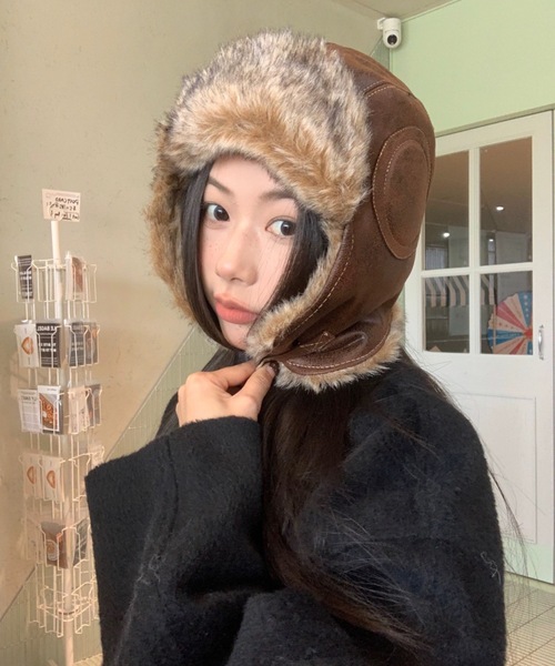 FUNdaysion 帽子 ハット フェイクファー トラッパーハット レディース