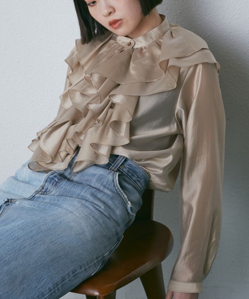 「mici」 長袖ブラウス FREE ベージュ レディース_画像2