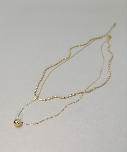 ネックレス 金属アレルギー対応「ieLS」ステンレス ボールトップ2連