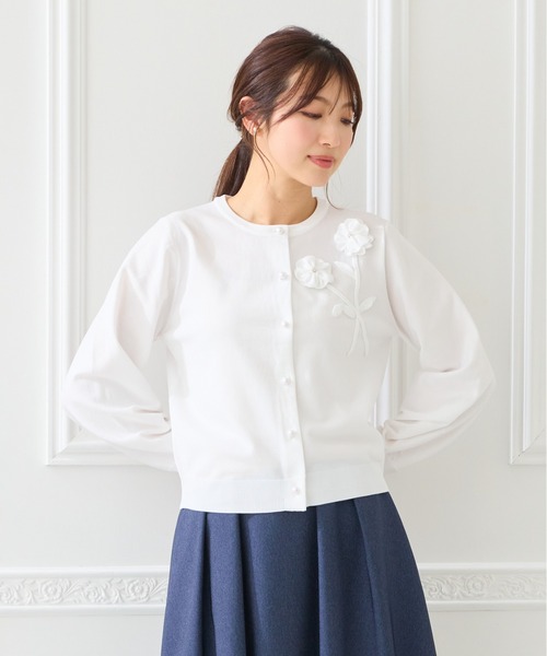 Rose Tiara（ローズティアラ） カーディガン 立体フラワーモチーフ