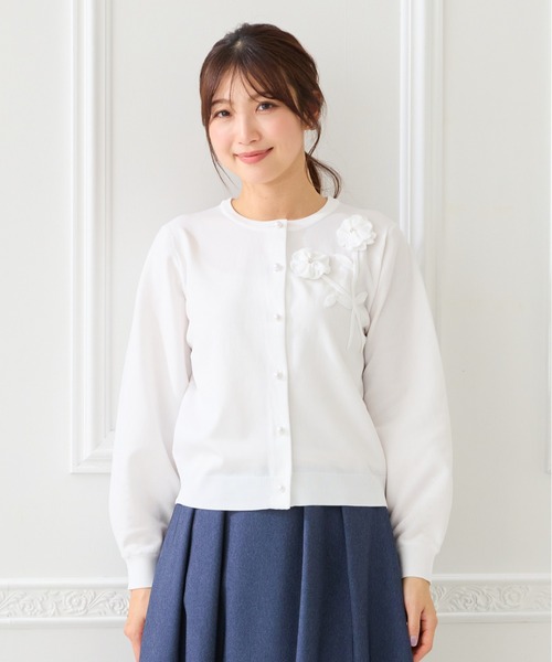 Rose Tiara（ローズティアラ） カーディガン 立体フラワーモチーフ