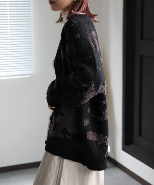 「ap retro」 ニットカーディガン FREE グレー レディース_画像3