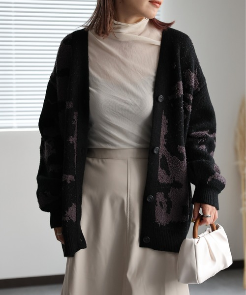 「ap retro」 ニットカーディガン FREE グレー レディース_画像9