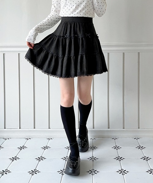 by muni:r スカート ダブルレースリボンティアードスカート/2026 SS