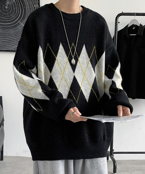 「Anchor Smith」 長袖ニット M ブラック メンズ_画像9