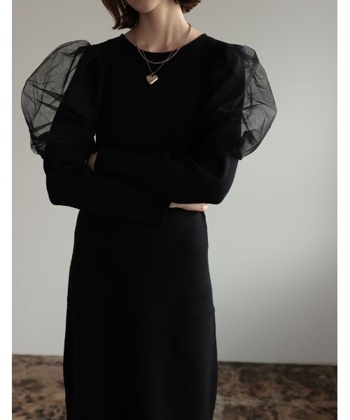 「Re:EDIT」 ニットワンピース MEDIUM ブラック レディース_画像5