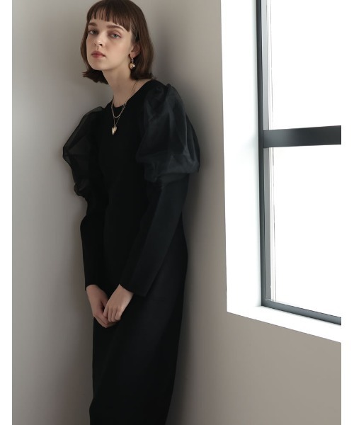 「Re:EDIT」 ニットワンピース MEDIUM ブラック レディース_画像7