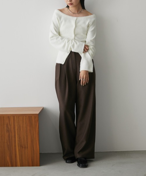 「Aunt Marie's」 ニットカーディガン FREE ホワイト レディース_画像4