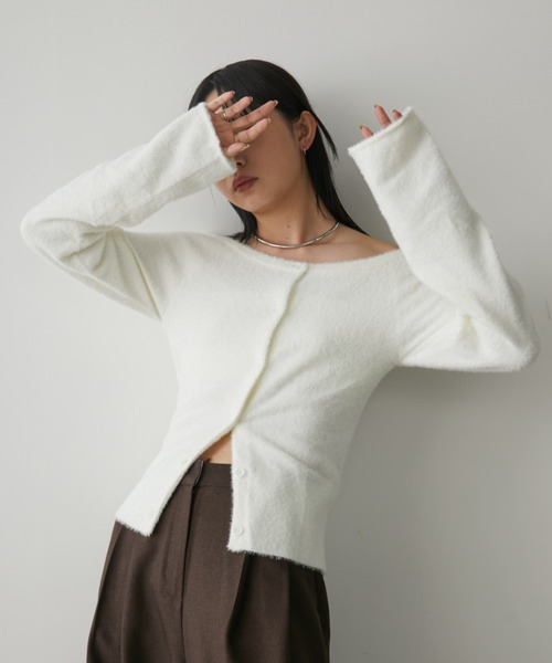 「Aunt Marie's」 ニットカーディガン FREE ホワイト レディース_画像6