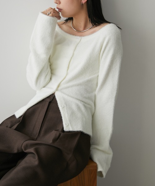 「Aunt Marie's」 ニットカーディガン FREE ホワイト レディース_画像10