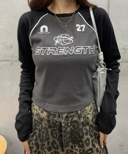 「ROGER AND RAW」 長袖カットソー FREE ホワイト×ブラック レディース_画像7